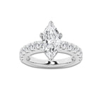 3.50 ctw Marquise Lab-Grown Diamond Split-Prong Set Side Stone Engagement Ring in Platinum for Women | Colorless E, VS1 Clarity, IGI Certified 2.50 ct Center Diamond