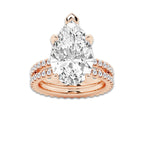 9.22 ctw Pear Lab-Grown Diamond Double Row Diamond Engagement Ring in 14K Rose Gold for Women | Colorless E, VS1 Clarity, IGI Certified 8.00 ct Center Diamond
