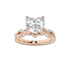 2.25 ctw Heart Lab-Grown Diamond Twisted Shank Engagement Ring in 14K Rose Gold for Women | D Color, VVS1 Clarity, IGI Certified 2.00 ct Center Diamond