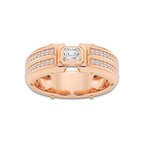 2/3 ctw Emerald Lab Grown Diamond East-West Solitaire Wedding Band 14K Rose Gold, DE, VS1 | 1/3 ct Center