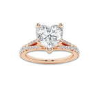 1.83 ctw Heart Lab-Grown Diamond Split Shank Side Stone Engagement Ring in 14K Rose Gold for Women | Colorless E, VS1 Clarity, IGI Certified 1.50 ct Center Diamond