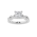 1.00 ctw Princess Lab-Grown Diamond Twisted Shank Engagement Ring in Platinum for Women | E Color, VS1 Clarity, Not Certified 0.75 ct Center Diamond