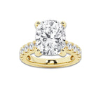 9.00 ctw Elongated Cushion Lab-Grown Diamond Split-Prong Set Side Stone Engagement Ring in 14K Yellow Gold for Women | Colorless D, VVS1 Clarity, IGI Certified 8.00 ct Center Diamond