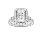 2 7/8 ctw Radiant Lab Grown Diamond Double Baguette Halo Engagement Ring Platinum, D, VVS | 2 ct Center
