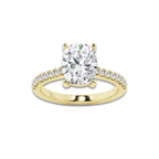 3.28 ctw Elongated Cushion Lab-Grown Diamond Hidden Halo Side Stone Engagement Ring in 18K Yellow Gold for Women | Colorless E, VS1 Clarity, IGI Certified 3.00 ct Center Diamond