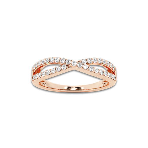 Marley 1/4 ctw Round Lab Grown Diamond Crossover Wedding Band 14K Rose Gold, DE, VS1
