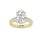 4.43 ctw Oval Lab-Grown Diamond Pave Engagement Ring in 14K Yellow Gold for Women | E Color, VS1 Clarity, IGI Certified 4.00 ct Center Diamond