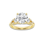 8.61 ctw Round Lab-Grown Diamond Side Stone Engagement Ring in 14K Yellow Gold for Women | Colorless D, VVS1 Clarity, IGI Certified 8.00 ct Center Diamond