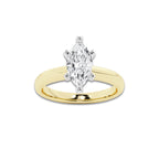 1.50 ctw Marquise Lab-Grown Diamond Minimalist Engagement Ring in 14K White Gold And Yellow Gold for Women | E Color, VS1 Clarity, IGI Certified