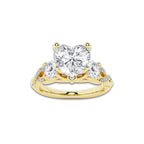 1.23 ctw Heart Lab-Grown Diamond Side Stone Engagement Ring in 14K Yellow Gold for Women | Colorless E, VS1 Clarity, IGI Certified 0.75 ct Center Diamond