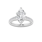 2.90 ctw Marquise Lab-Grown Diamond Pave Engagement Ring in Platinum for Women | D Color, VVS1 Clarity, IGI Certified 2.50 ct Center Diamond