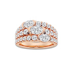 Audius 3 ctw Oval Lab Grown Diamond Three Row Band 14K Rose Gold, DE, VS1