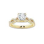 1.25 ctw Asscher Lab-Grown Diamond Twisted Shank Engagement Ring in 14K Yellow Gold for Women | D Color, VVS1 Clarity, IGI Certified 1.00 ct Center Diamond
