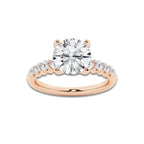 3.54 Ct Round Lab-Grown Diamond Half Eternity Engagement Ring in 14K Rose Gold for Female, Colorless (D), VVS1 Clarity | IGI Certified, 3.00 Ct Center Diamond
