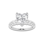 2.04 Ct Heart Lab-Grown Diamond Half Eternity Engagement Ring in Platinum for Female, Colorless (E), VS1 Clarity | IGI Certified, 1.50 Ct Center Diamond