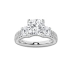 2.25 ctw Cushion Lab-Grown Diamond Three Stone Double Row Engagement Ring in Platinum for Women | E Color, VS1 Clarity, IGI Certified 1.50 ct Center Diamond
