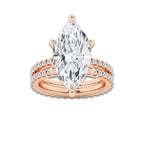 8.22 ctw Marquise Lab-Grown Diamond Double Row Diamond Engagement Ring in 14K Rose Gold for Women | Colorless D, VVS1 Clarity, IGI Certified 7.00 ct Center Diamond