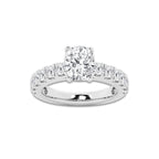 3.00 ctw Elongated Cushion Lab-Grown Diamond Split-Prong Set Side Stone Engagement Ring in Platinum for Women | Colorless D, VVS1 Clarity, IGI Certified 2.00 ct Center Diamond