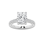 3.28 ctw Elongated Cushion Lab-Grown Diamond Hidden Halo Side Stone Engagement Ring in Platinum for Women | Colorless E, VS1 Clarity, IGI Certified 3.00 ct Center Diamond
