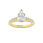 1.39 ctw Pear Lab-Grown Diamond Pave Engagement Ring in 14K Yellow Gold for Women | D Color, VVS1 Clarity, IGI Certified 1.00 ct Center Diamond