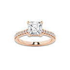 Shye 2 1/4 ctw Asscher Lab Grown Diamond Hidden Halo Engagement Ring 18K Rose Gold, D, VVS | IGI Certified, 2 ct Center
