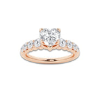 1.29 ctw Heart Lab-Grown Diamond Side Stone Engagement Ring in 14K Rose Gold for Women | Colorless E, VS1 Clarity, IGI Certified 0.75 Ct Center Diamond