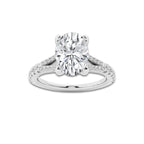 1.83 ctw Oval Lab-Grown Diamond Split Shank Side Stone Engagement Ring in Platinum for Women | Colorless E, VS1 Clarity, IGI Certified 1.50 ct Center Diamond