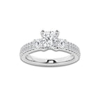 1.71 ctw Elongated Cushion Lab-Grown Diamond Three Stone Double Row Engagement Ring in Platinum for Women | D Color, VVS1 Clarity, IGI Certified 1.00 ct Center Diamond