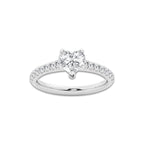 1.39 ctw Heart Lab-Grown Diamond Pave Engagement Ring in 14K White Gold for Women | E Color, VS1 Clarity, IGI Certified 1.00 ct Center Diamond