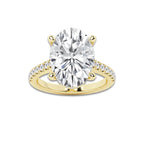 7.45 ctw Oval Lab-Grown Diamond Hidden Halo Side Stone Engagement Ring in 18K Yellow Gold for Women | Colorless D, VVS1 Clarity, IGI Certified 7.00 ct Center Diamond