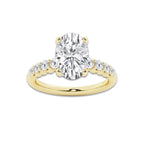 3.54 ctw Oval Lab-Grown Diamond Side Stone Engagement Ring in 14K Yellow Gold for Women | Colorless D, VVS1 Clarity, IGI Certified 3.00 Ct Center Diamond