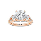 2.62 ctw Cushion Lab-Grown Diamond Side Stone Engagement Ring in 14K Rose Gold for Women | Colorless D, VVS1 Clarity, IGI Certified 2.00 ct Center Diamond
