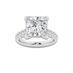 8.55 ctw Princess Lab-Grown Diamond Pave Engagement Ring in 14K White Gold for Women | E Color, VS1 Clarity, IGI Certified 8.00 ct Center Diamond