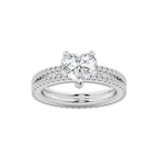 2.19 ctw Heart Lab-Grown Diamond Double Row Diamond Engagement Ring in Platinum for Women | Colorless D, VVS1 Clarity, IGI Certified 1.50 ct Center Diamond