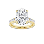 6.66 ctw Oval Lab-Grown Diamond Side Stone Engagement Ring in 14K Yellow Gold for Women | Colorless D, VVS1 Clarity, IGI Certified 6.00 Ct Center Diamond