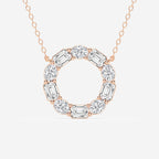 3 ctw Emerald and Oval Lab Grown Diamond Circle Pendant 18K Rose Gold, DE, VS1