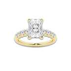3.54 Ct Radiant Lab-Grown Diamond Half Eternity Engagement Ring in 14K Yellow Gold for Female, Colorless (E), VS1 Clarity | IGI Certified, 3.00 Ct Center Diamond
