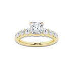 1.54 ctw Asscher Lab-Grown Diamond Side Stone Engagement Ring in 14K Yellow Gold for Women | Colorless E, VS1 Clarity, IGI Certified 1.00 Ct Center Diamond