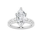 2.04 Ct Marquise Lab-Grown Diamond Half Eternity Engagement Ring in 14K White Gold for Female, Colorless (D), VVS1 Clarity | IGI Certified, 1.50 Ct Center Diamond