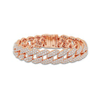 16 ctw Round Lab Grown Diamond Cuban Link Bracelet - 8.75 Inches 14K Rose Gold, DE, VS1