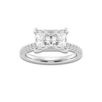 Angie 3 1/4 ctw Radiant Lab Grown Diamond Side Stone Engagement Ring 14K White Gold, D, VVS | IGI Certified, 3 ct Center