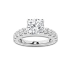 2.50 ctw Cushion Lab-Grown Diamond Split-Prong Set Side Stone Engagement Ring in 14K White Gold for Women | Colorless D, VVS1 Clarity, IGI Certified 1.50 ct Center Diamond