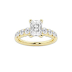1.54 ctw Radiant Lab-Grown Diamond Side Stone Engagement Ring in 14K Yellow Gold for Women | Colorless E, VS1 Clarity, IGI Certified 1.00 Ct Center Diamond