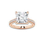 5.28 ctw Asscher Lab-Grown Diamond Hidden Halo Side Stone Engagement Ring in 18K Rose Gold for Women | Colorless D, VVS1 Clarity, IGI Certified 5.00 ct Center Diamond