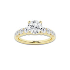 1.54 ctw Round Lab-Grown Diamond Side Stone Engagement Ring in 14K Yellow Gold for Women | Colorless D, VVS1 Clarity, IGI Certified 1.00 Ct Center Diamond