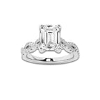 2.25 ctw Emerald Lab-Grown Diamond Twisted Shank Engagement Ring in Platinum for Women | D Color, VVS1 Clarity, IGI Certified 2.00 ct Center Diamond