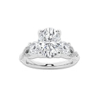 2.62 ctw Oval Lab-Grown Diamond Side Stone Engagement Ring in 14K White Gold for Women | Colorless E, VS1 Clarity, IGI Certified 2.00 ct Center Diamond