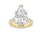 8.55 ctw Pear Lab-Grown Diamond Pave Engagement Ring in 14K Yellow Gold for Women | E Color, VS1 Clarity, IGI Certified 8.00 ct Center Diamond