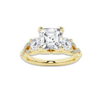 2.62 ctw Asscher Lab-Grown Diamond Side Stone Engagement Ring in 14K Yellow Gold for Women | Colorless D, VVS1 Clarity, IGI Certified 2.00 ct Center Diamond