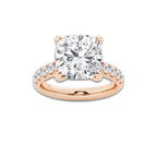 7.55 ctw Cushion Lab-Grown Diamond Pave Engagement Ring in 14K Rose Gold for Women | D Color, VVS1 Clarity, IGI Certified 7.00 ct Center Diamond